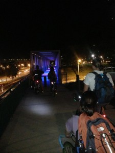 About to bike through the lighted tunnel with UBFM