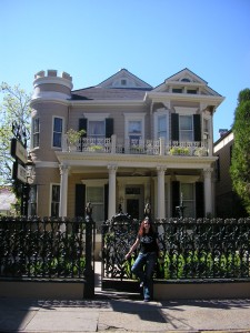 My wife, Kat, outside the Cornstalk Hotel in New Orleans