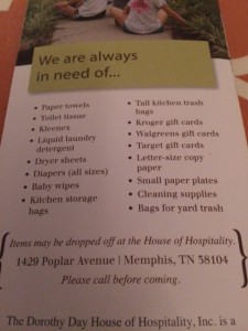 Here is a list of items they are in need of.