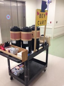 The beverage cart making rounds every Tuesday and Thursday morning