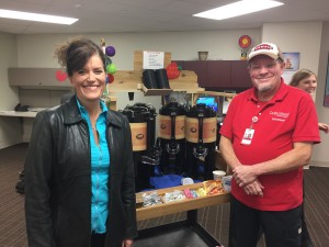 Gordon, the awesome Le Bonheur volunteer and his amazing hot beverage cart!